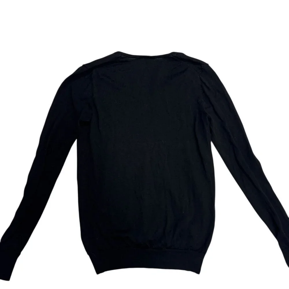 Uniqlo Black 100% Wool V-Neck Sweater Size Small EUC